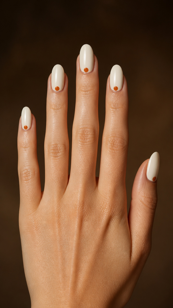 Ivory Base with Rusty Orange Corner Dot