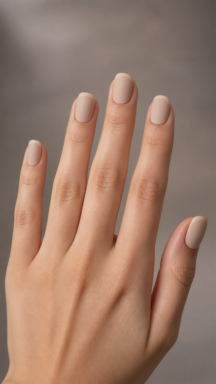 Warm Beige Matte French Tips