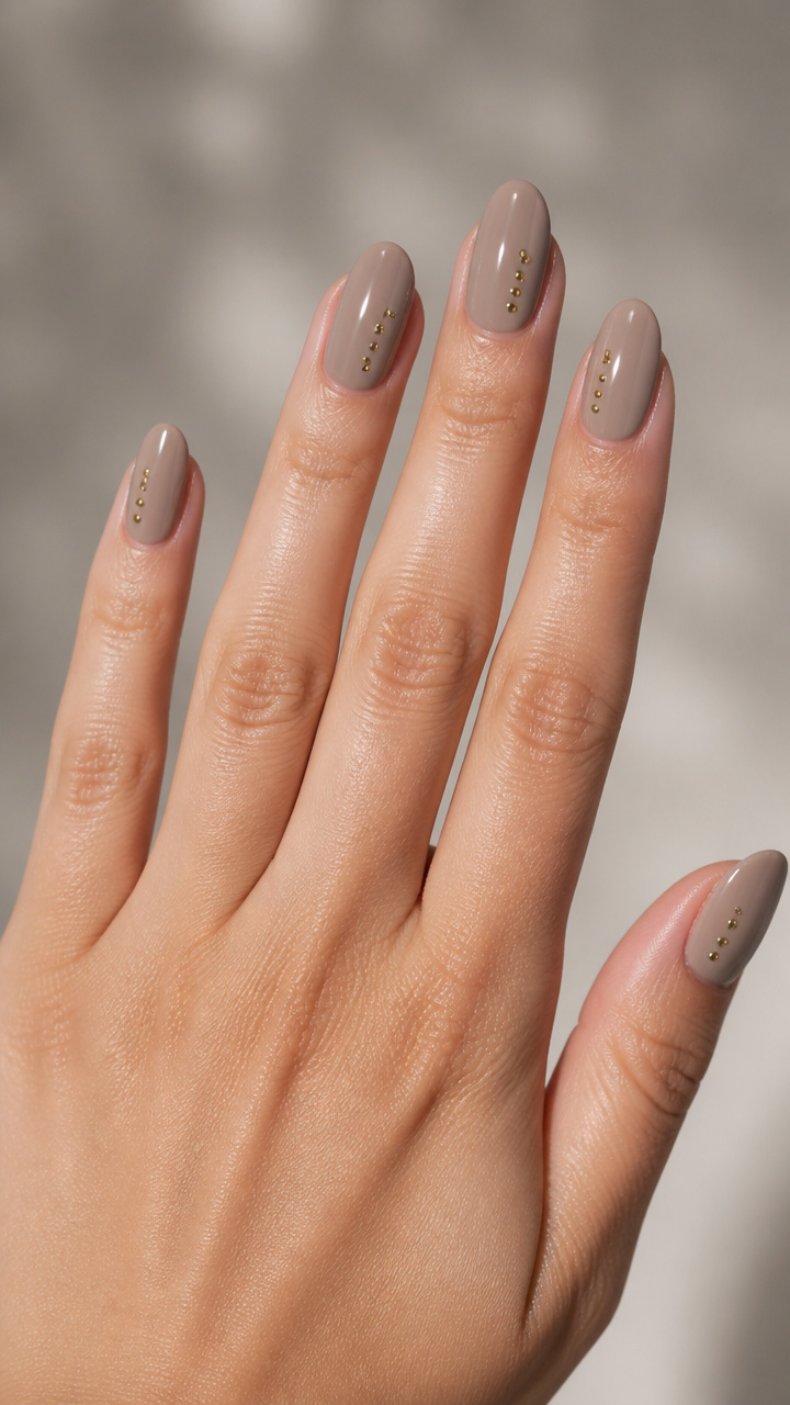Greige With Minimalist Gold Dot Trail