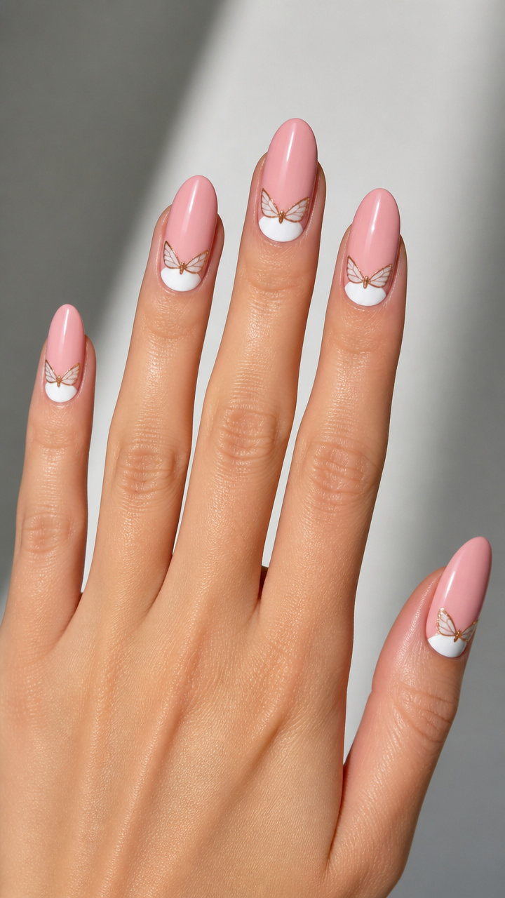 Half-Moon Design with Wing Accent at Cuticle