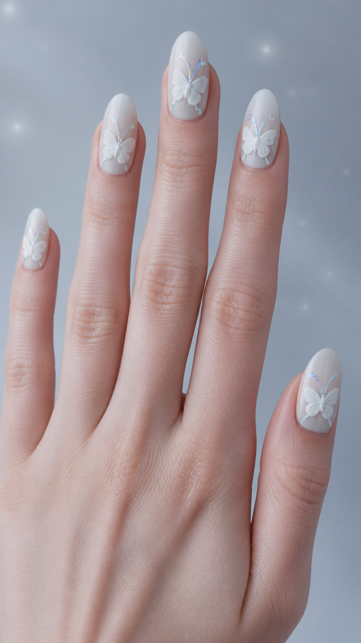 Frosted White Finish with Iridescent Antennae Details