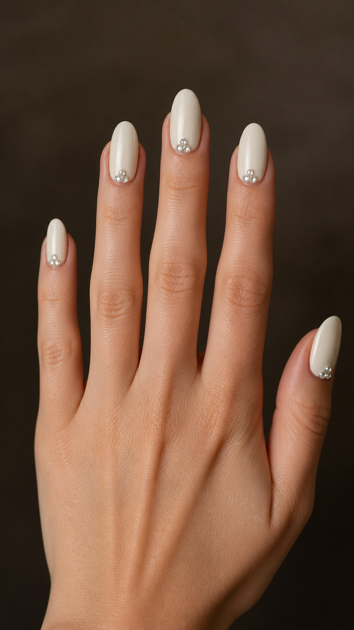 Vanilla Cream with Tiny Rhinestone Cluster