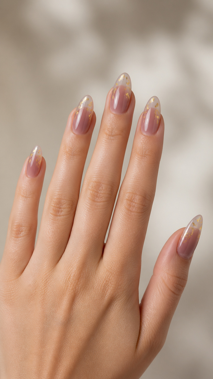 Soft Mauve Ombre with Gold Leaf Flecks