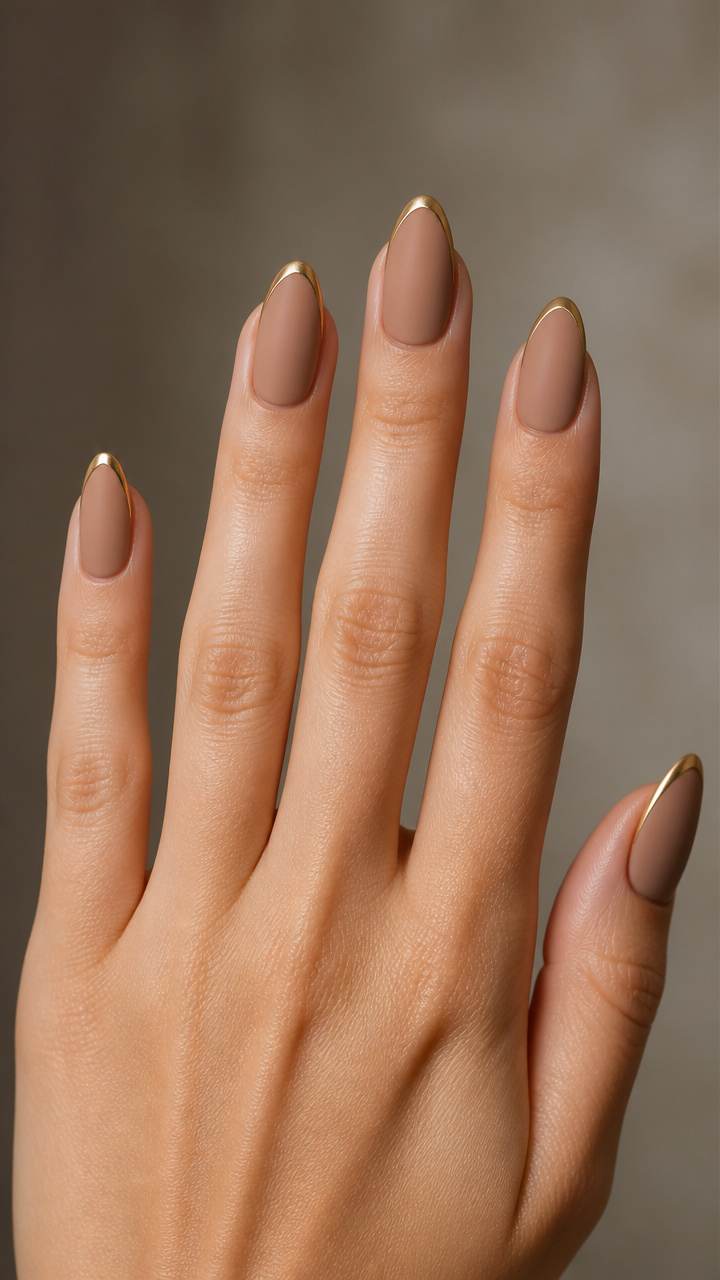Toasted Almond Matte Finish with Gold Tip Outline