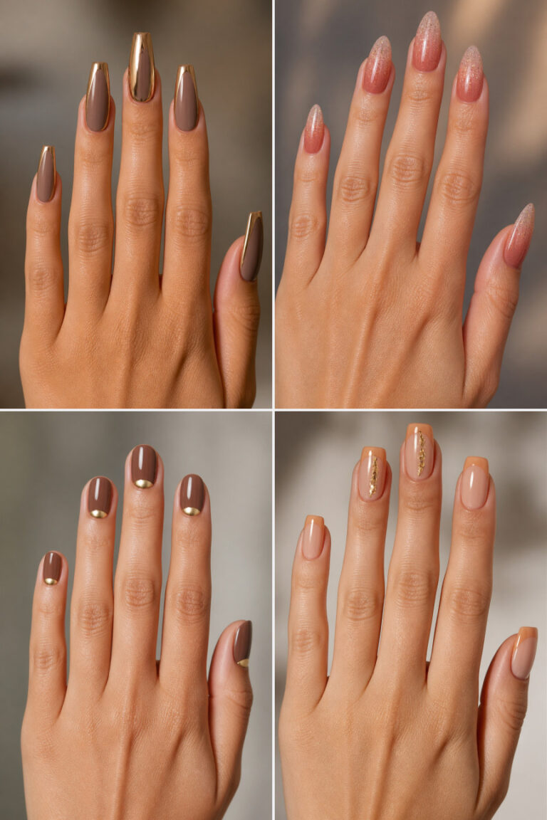 15 Neutral Nail Designs With Gold Details