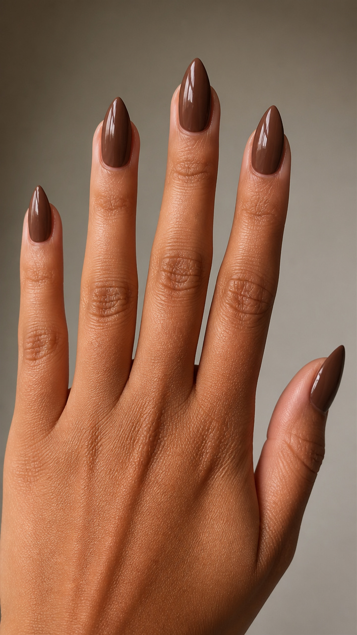 Mocha Brown Short Stilettos with High Shine