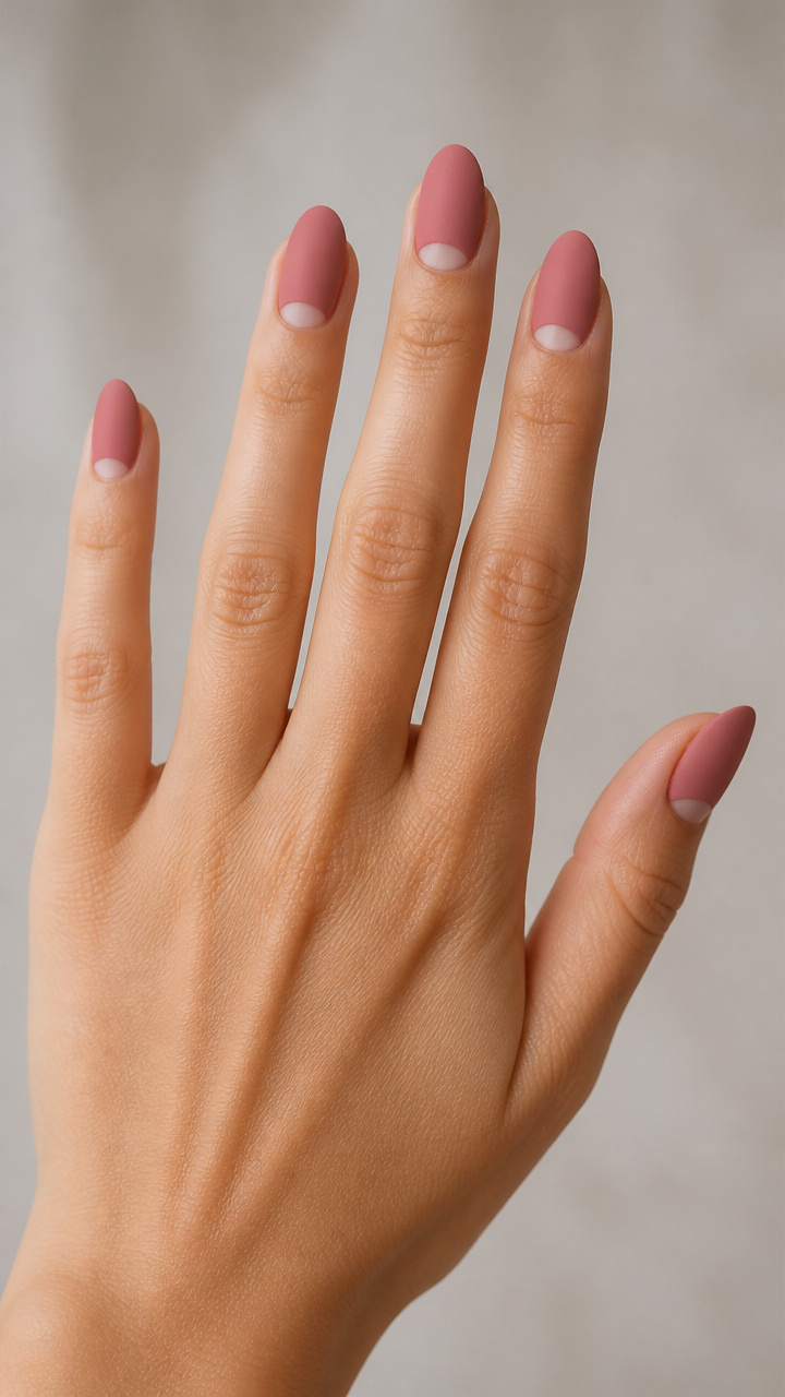 Dusty Rose with Negative Space Half-Moon