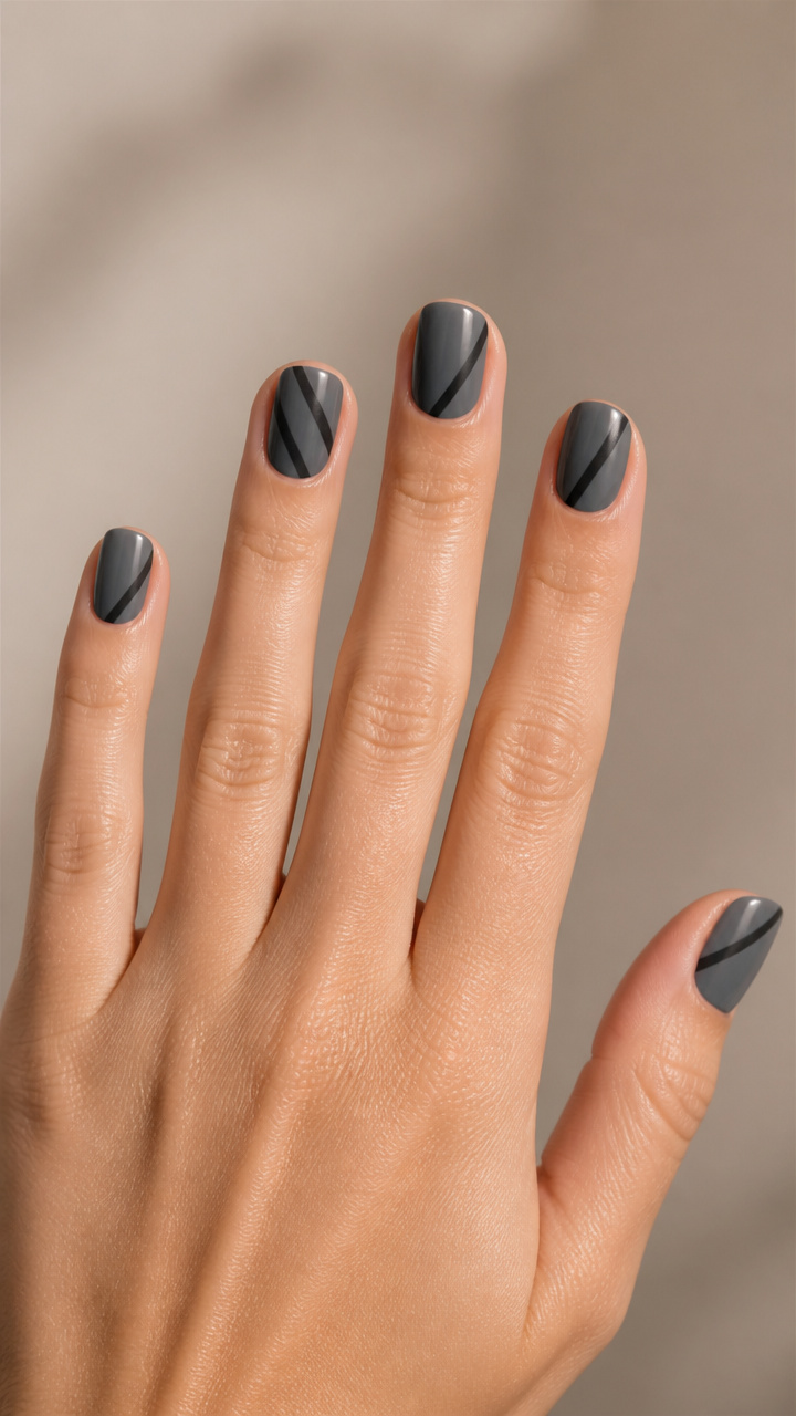 Slate Gray with Asymmetrical Matte Stripes