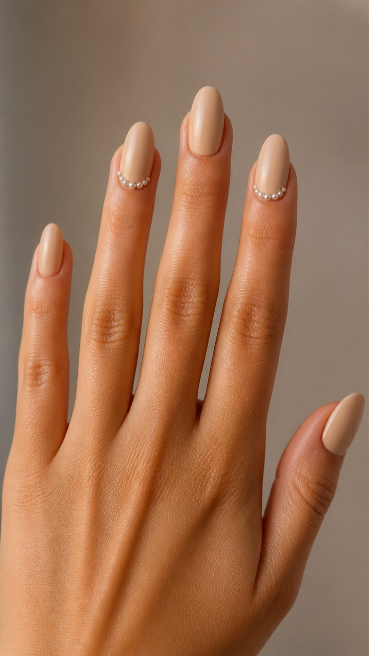 Beige Sand with Micro Pearl Accents