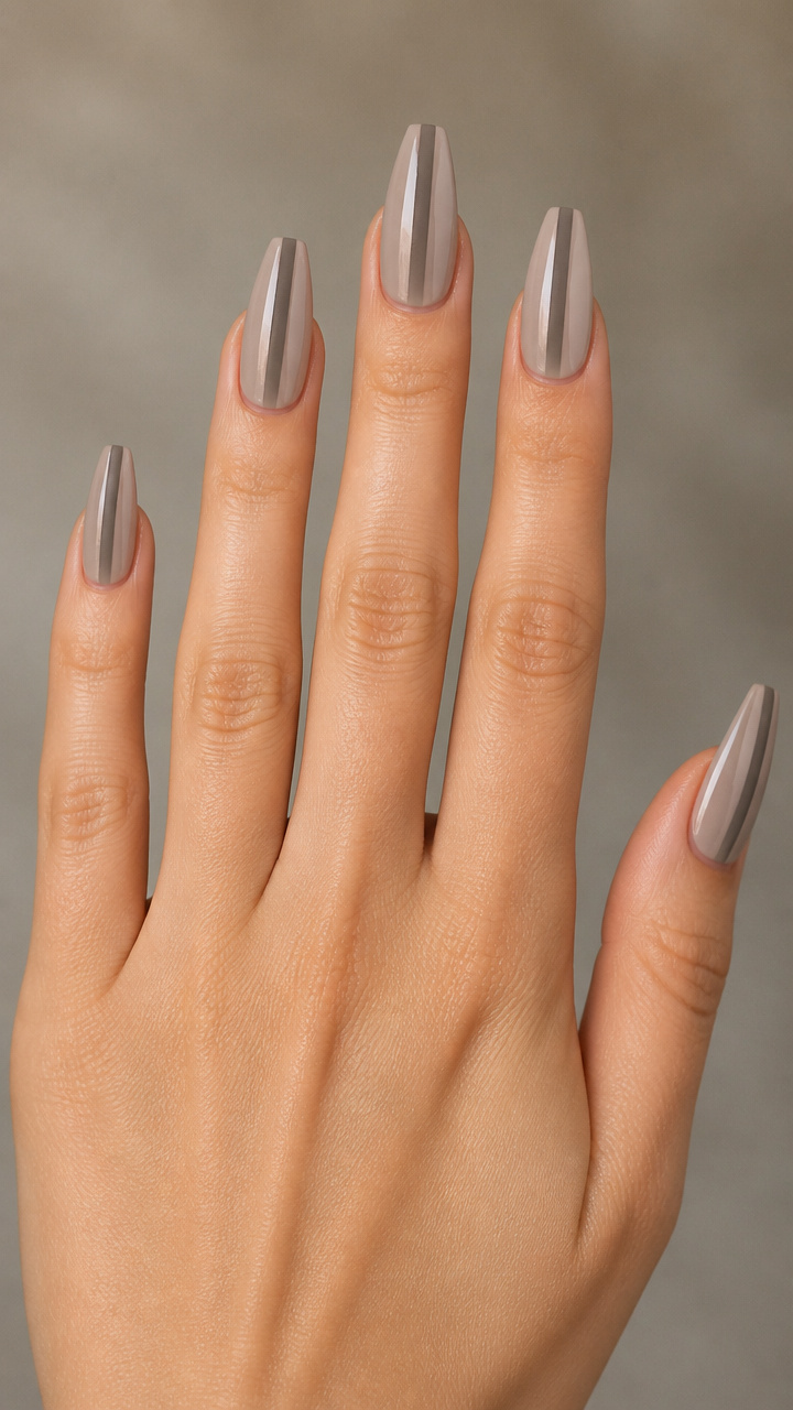 Greige Coffin with Single Matte Stripe