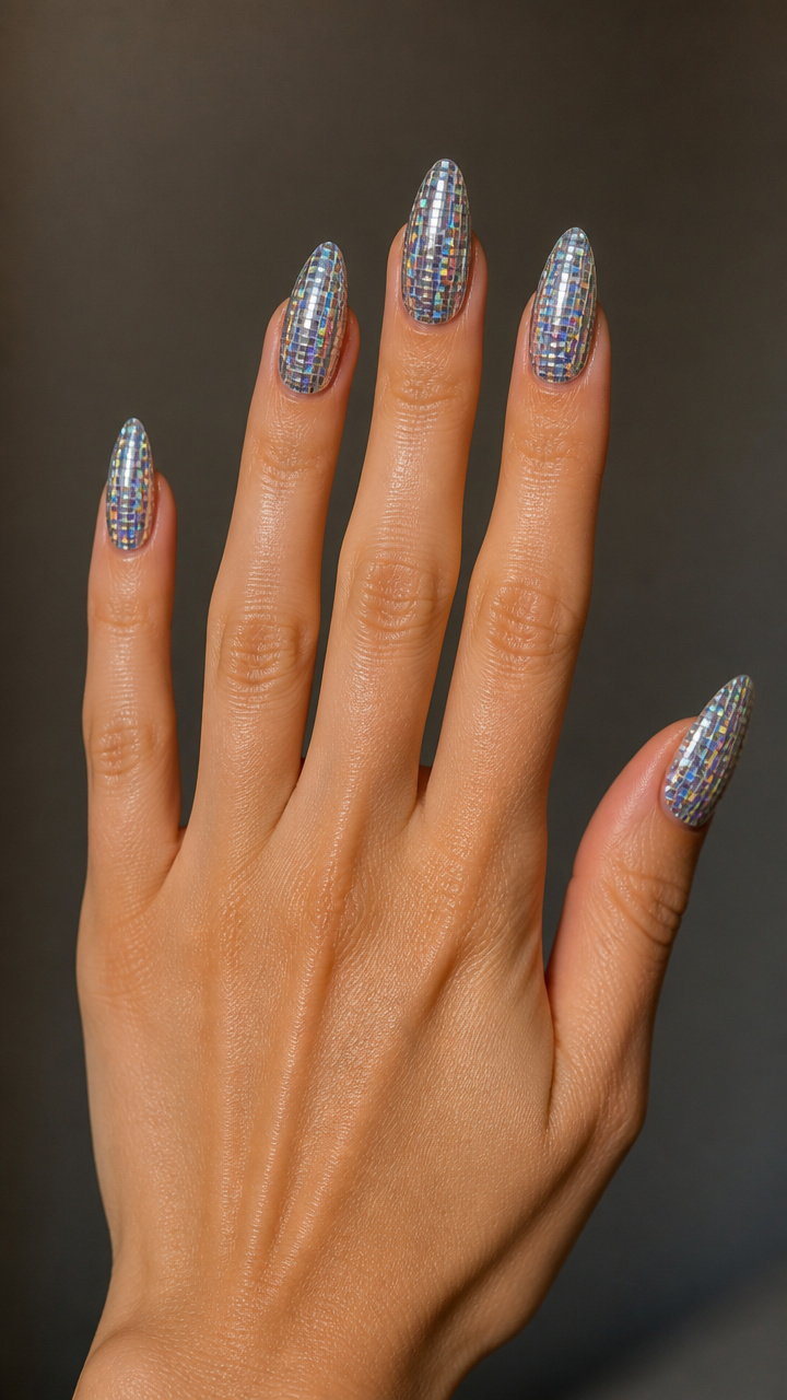Holographic Disco Ball Mirror Nails