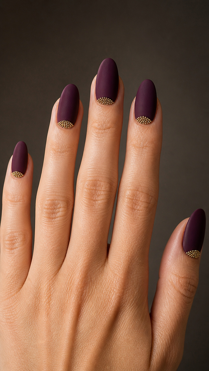 Velvet Plum Base with Gold Microbeads