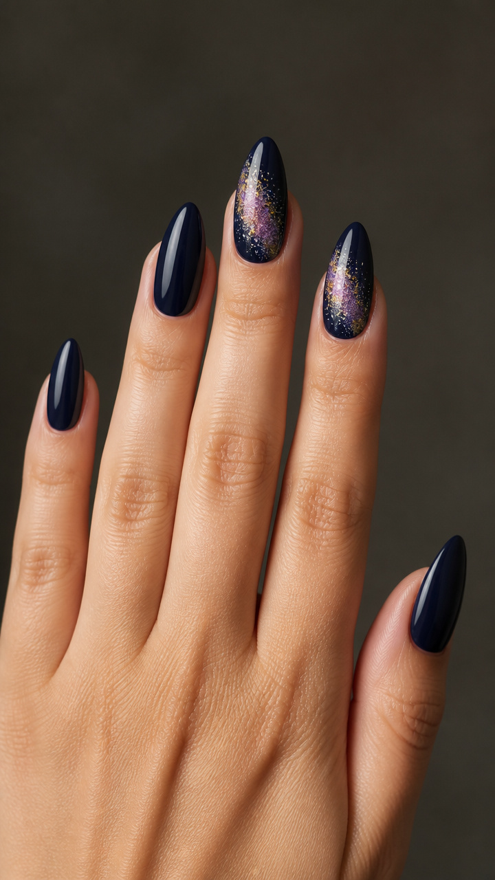 Galaxy Dust Accent Nails