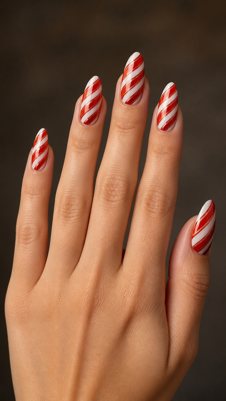 Candy Cane Stripe Almond Art