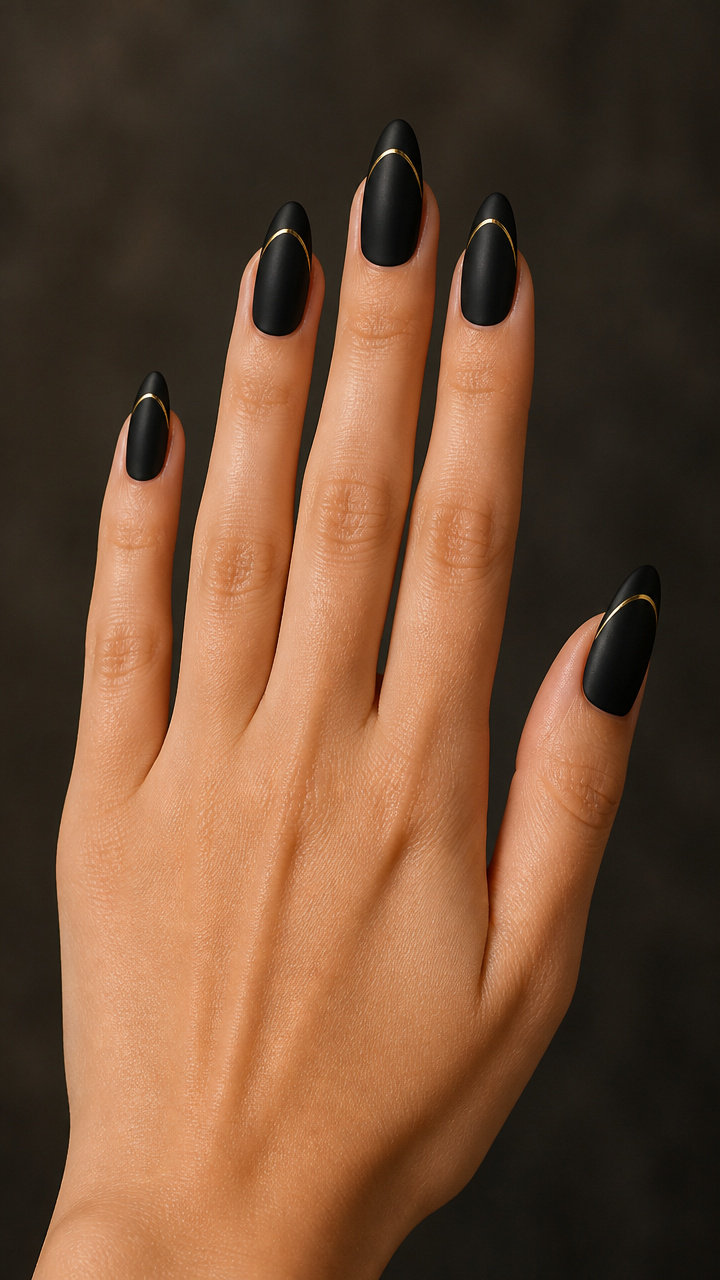 Matte Black with Single Gold Line