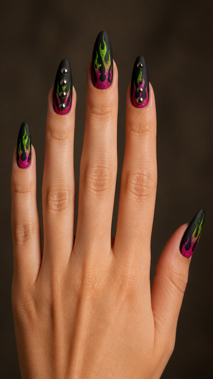 Black Velvet Base with Neon Glitter Accents