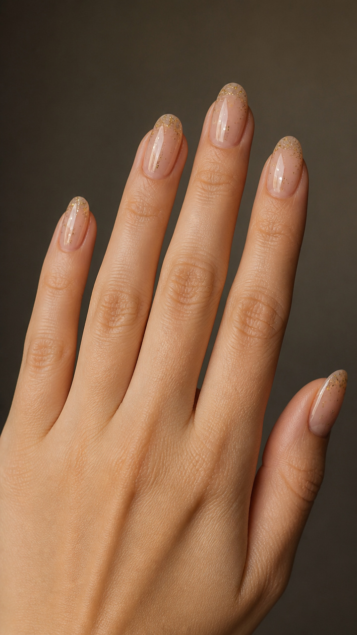 Champagne Sheer with Floating Glitter French