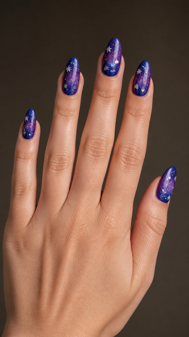 Galaxy Purple Gradient with Star Glitters