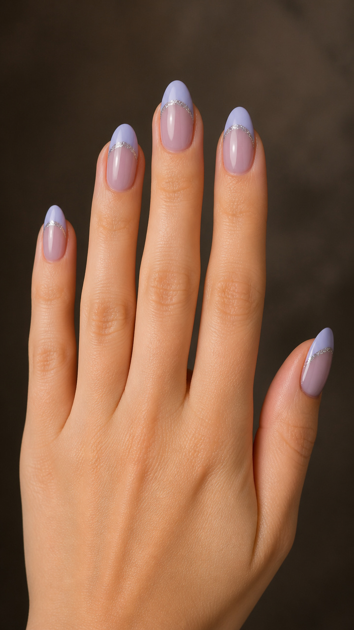 Frosted Lilac French with Glitter Band