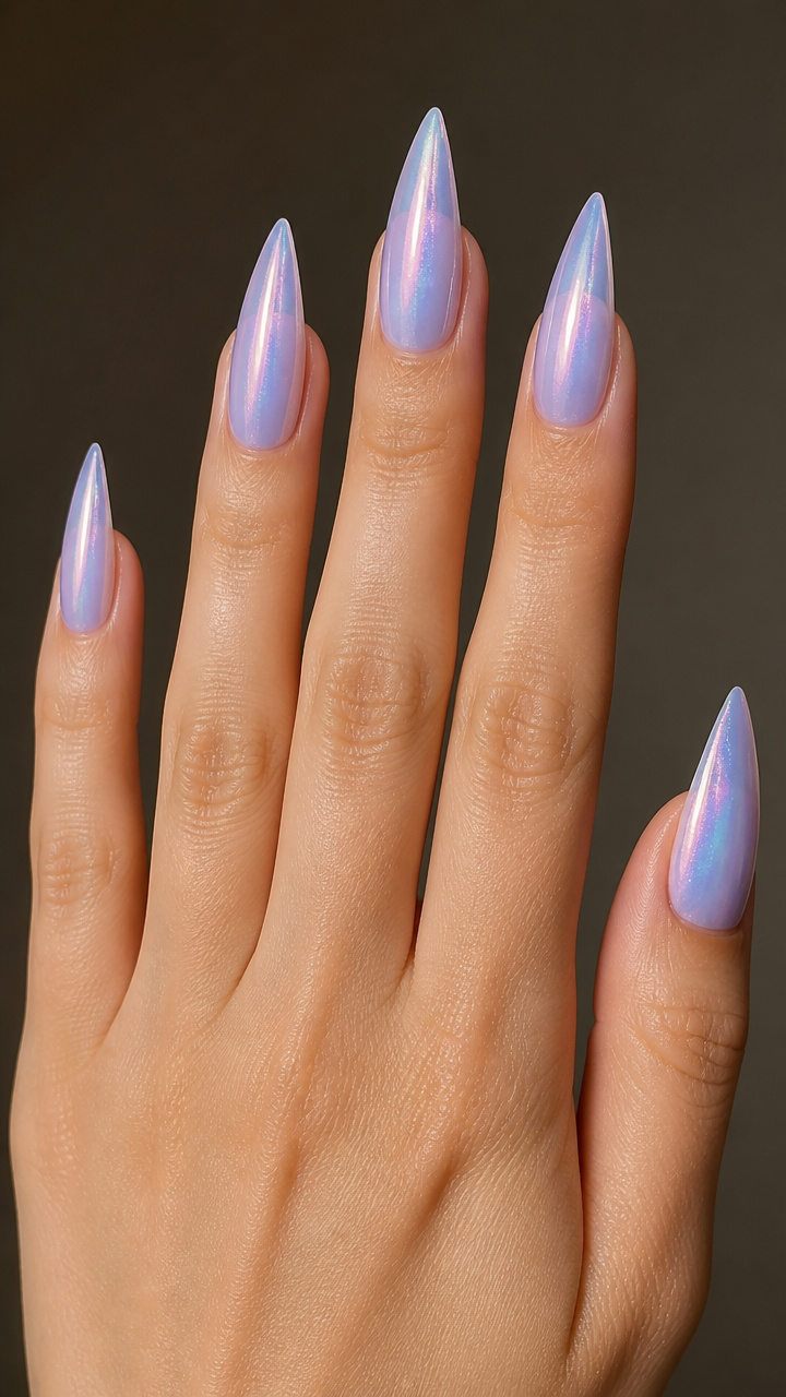 Iridescent Ombré Stiletto Nails