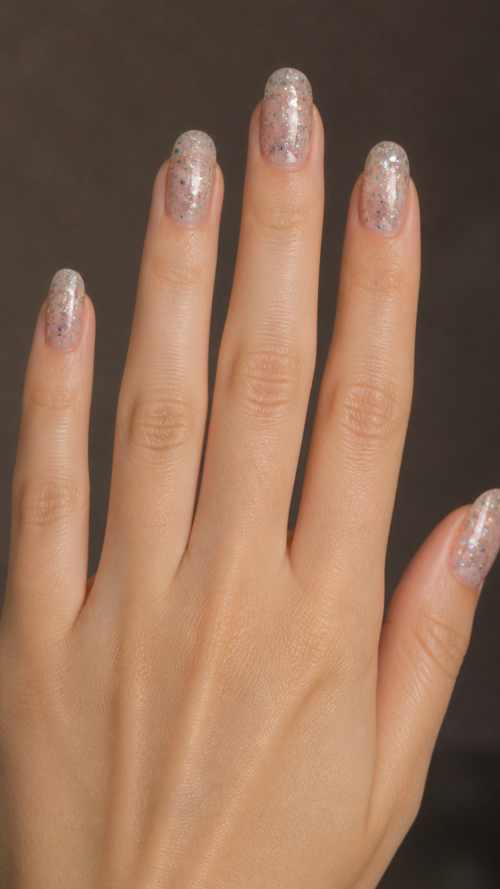 Clear Gloss with Floating Glitter Inclusions