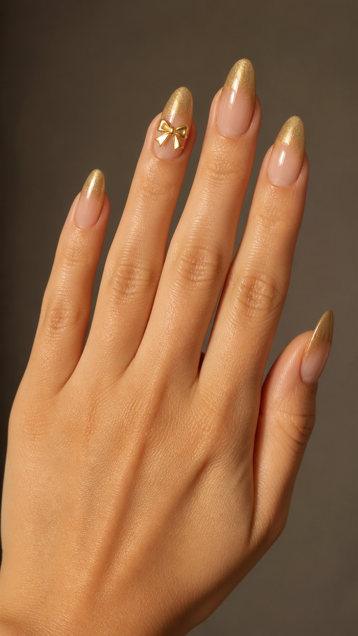 Gold Dipped Tips with Mini Bow Charms