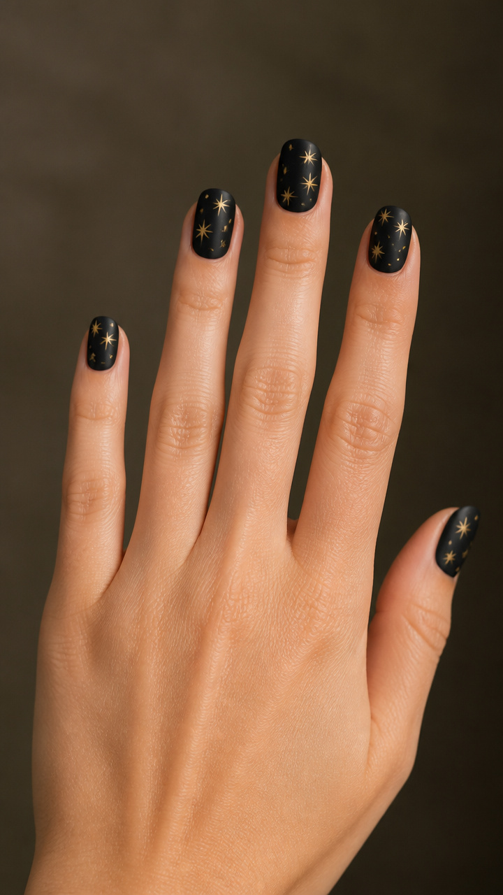 Black Velvet Base with Gold Star Accents