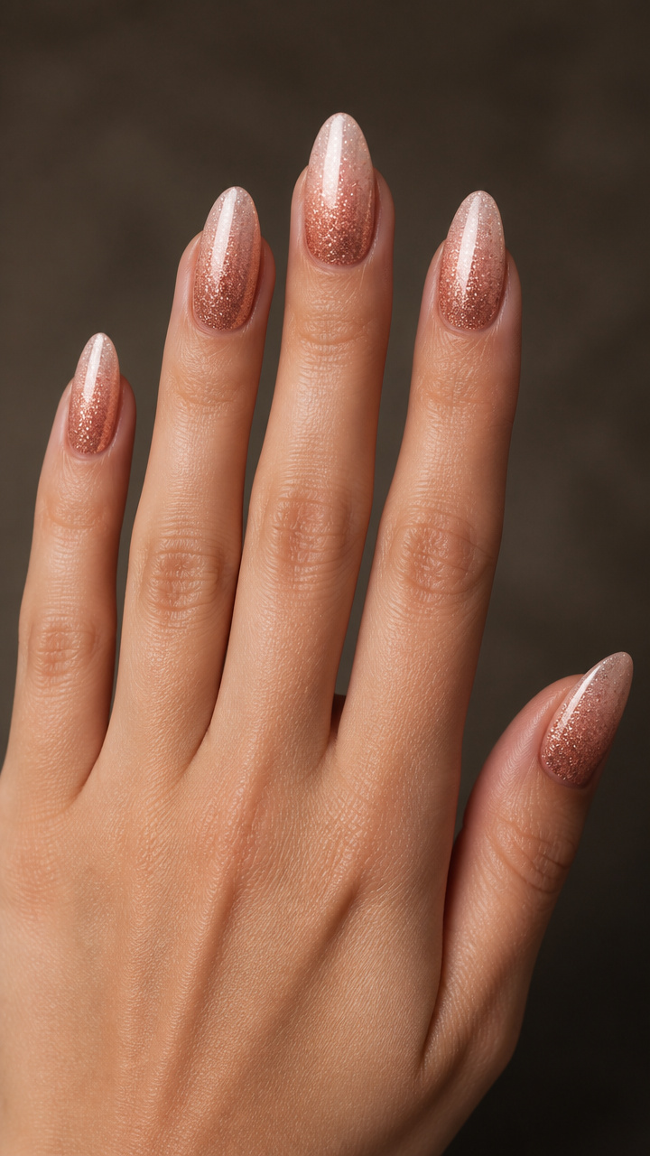 Rose Gold Ombré Over Almond Shape
