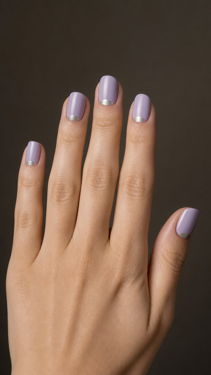 Frosted Lilac Half-Moon Manicure