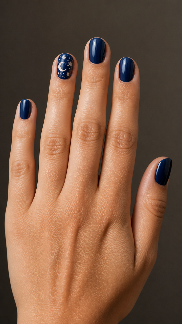Midnight Blue with Moon and Star Art