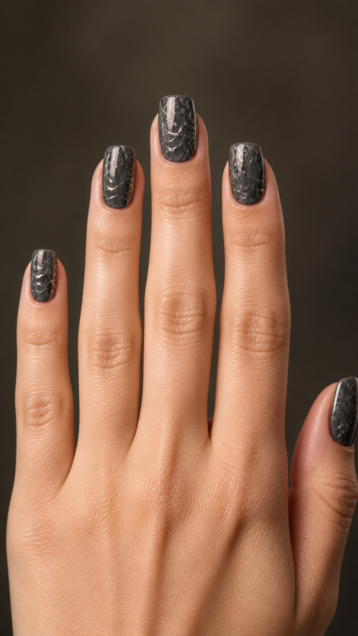Charcoal Gray with Icy Cracked Glass Effect