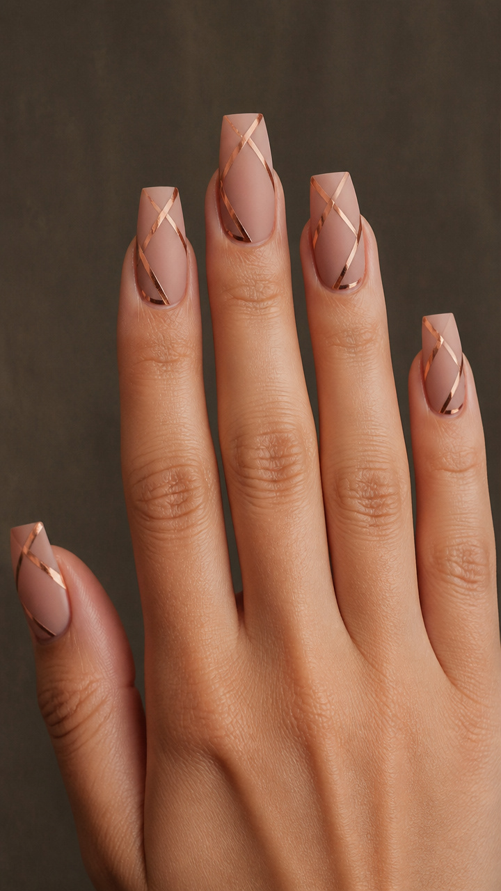 Rose Gold Foil Geometric Lines