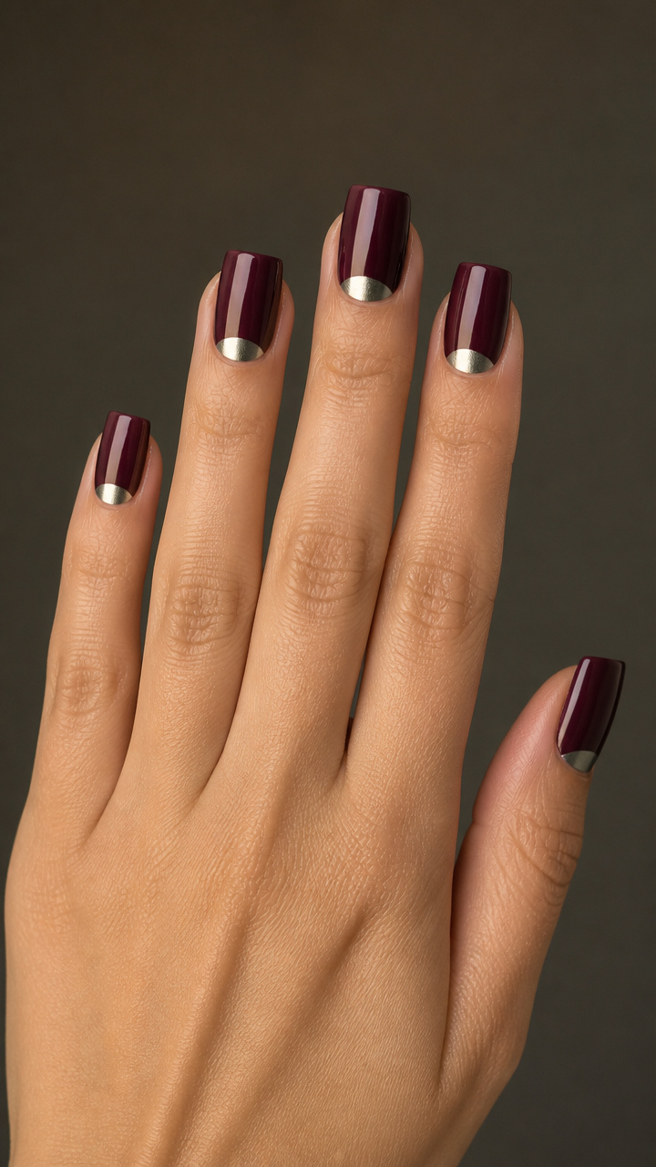 Two-Tone Plum and Silver Half-Moons