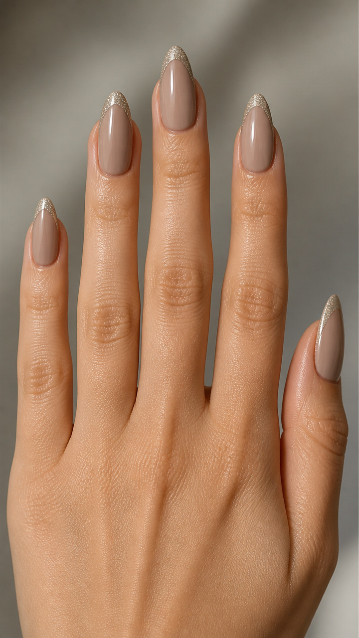 Taupe French with Micro Glitter Smile Line