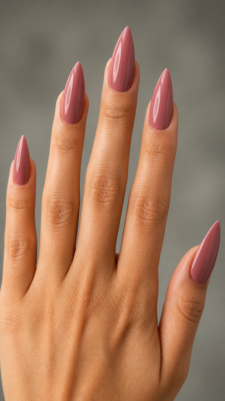 Dusty Rose Stiletto with Glossy Curve