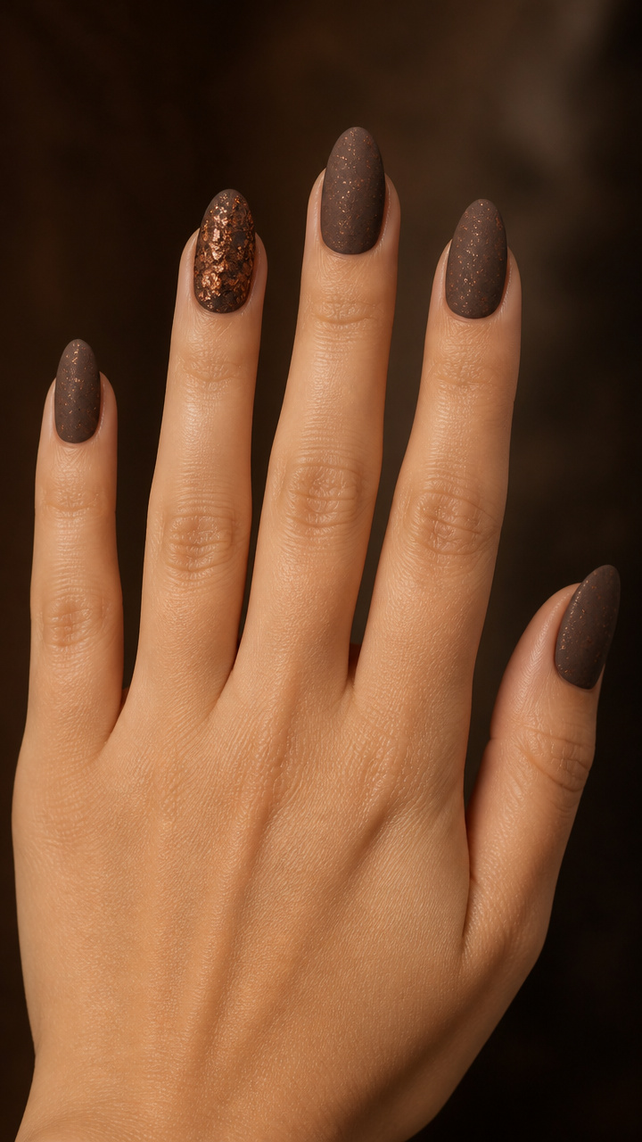 Copper Fleck Accent on Mocha Brown Base