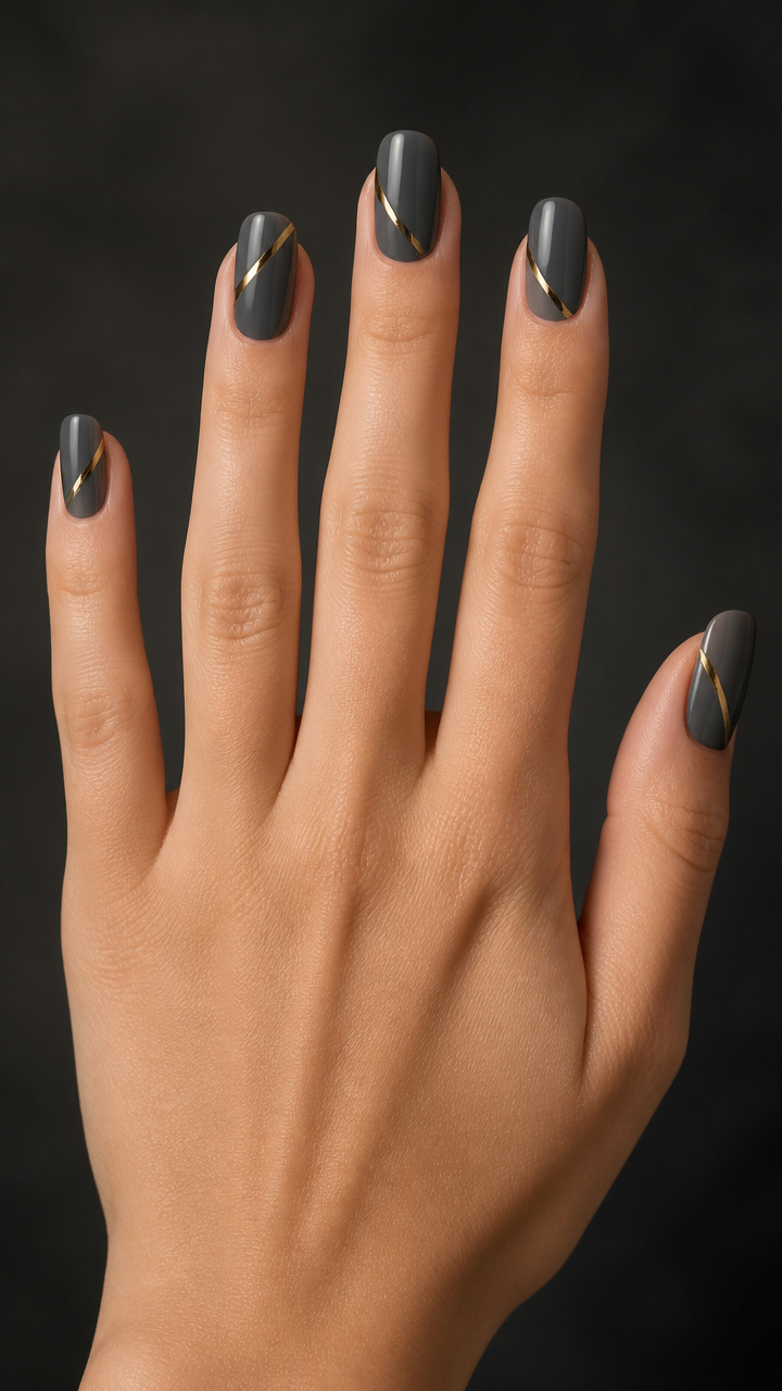 Charcoal Gray with Asymmetrical Gold Stripe