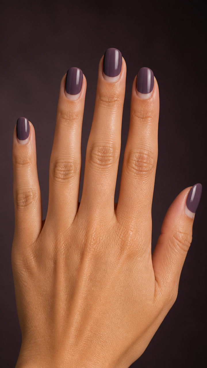 Dusty Eggplant with Moon French Tip