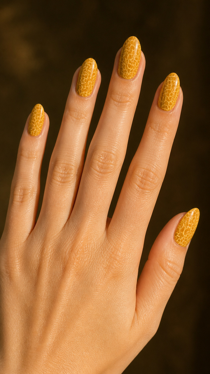 Honeycomb Crackle Over Mustard Yellow