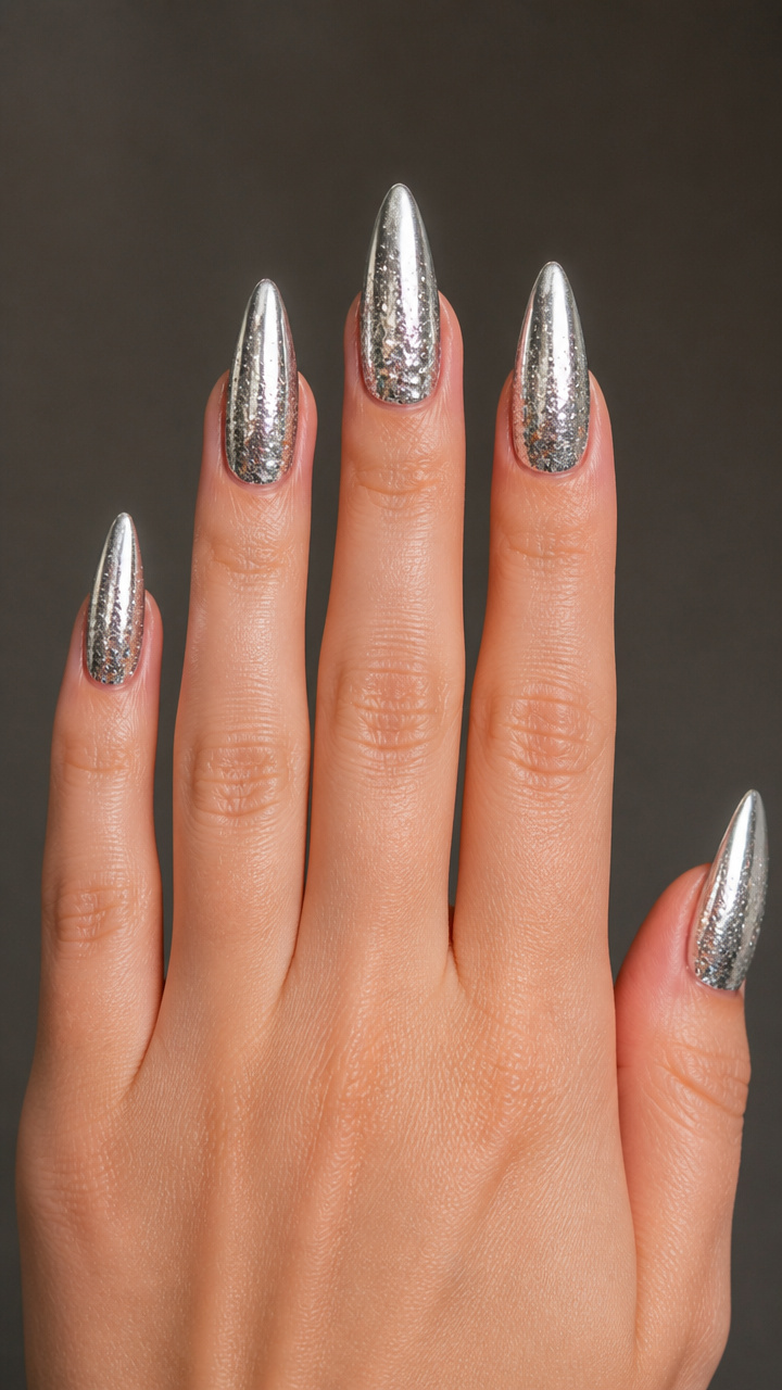 Glitter Gradient Over Chrome Silver Base