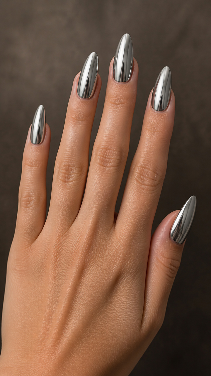 Mirror-Finish Silver Press-Ons