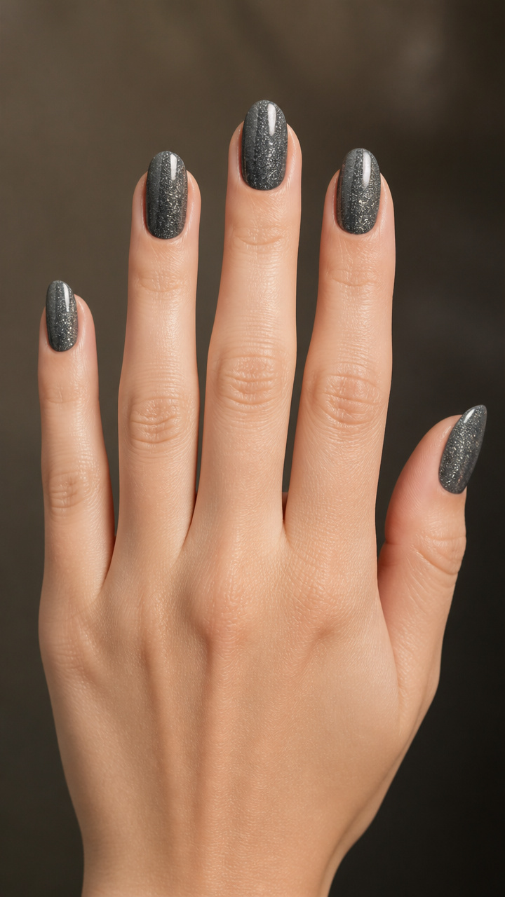Gunmetal Gray with Silver Micro Glitter