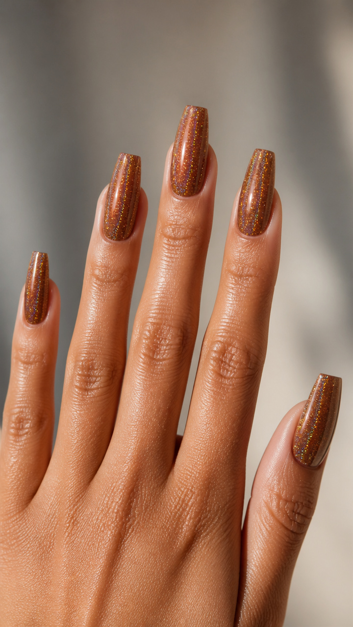 Bronze-Tinted Brown with Holographic Flecks