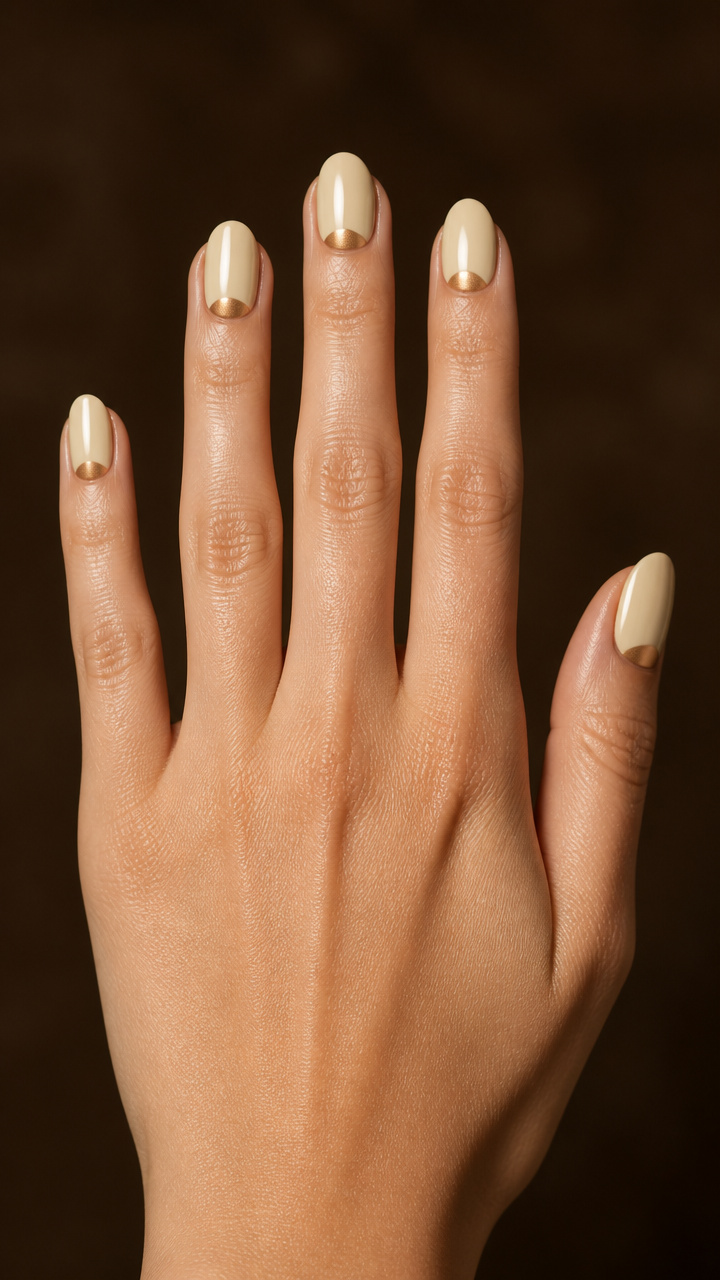 Toasted Marshmallow Half-Moon Manicure