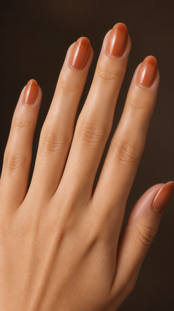 Cinnamon Glaze Over Natural Nails