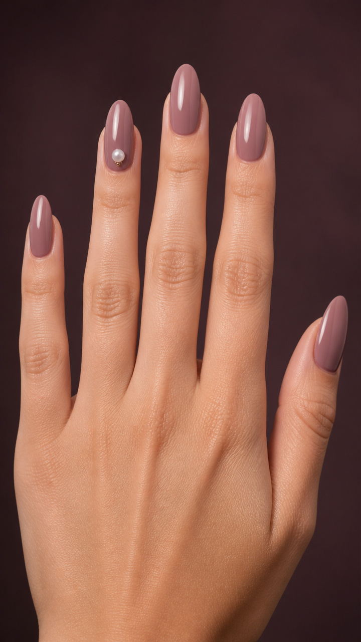 Dusty Mauve with Single Pearl Accent