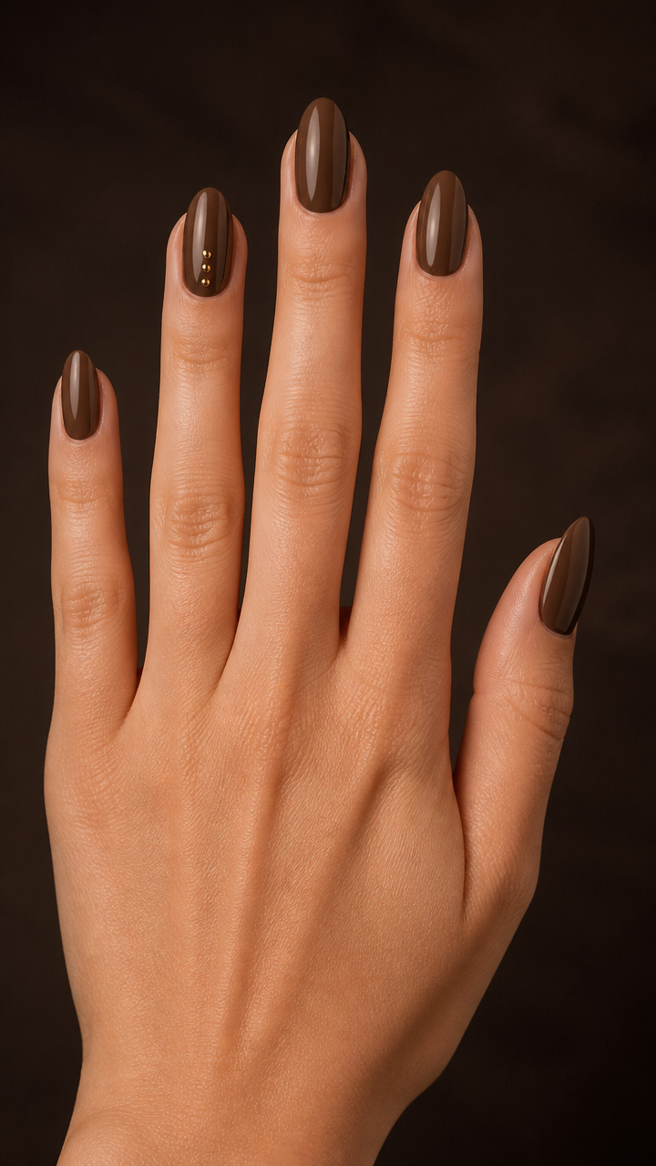 Mocha Brown With Tiny Gold Studs