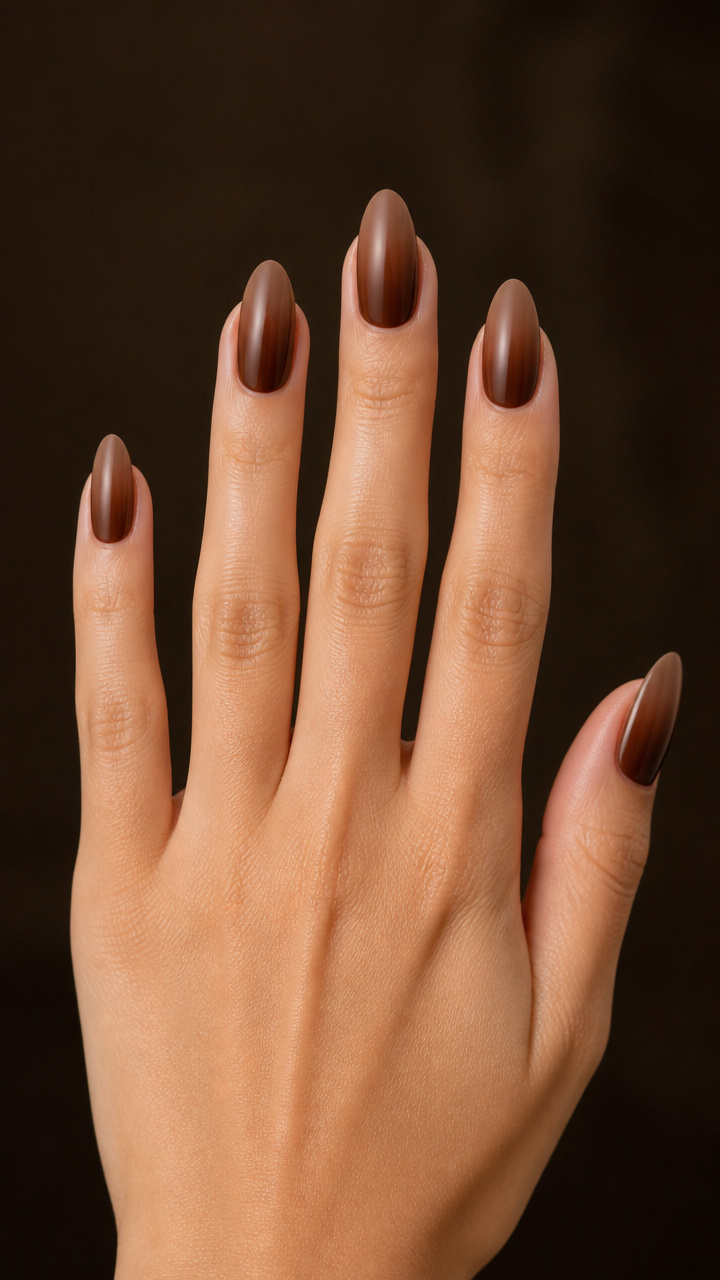 Walnut Brown Dipped Nails