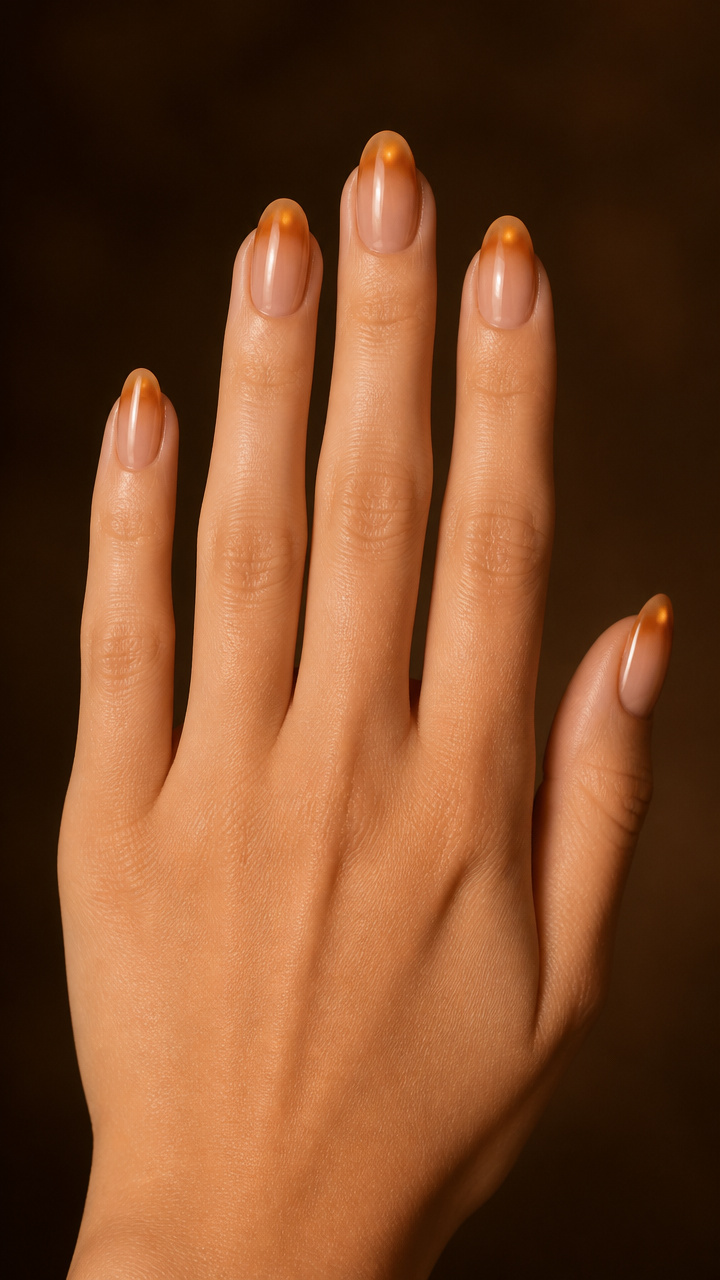 Amber Glow Tips on Sheer Beige