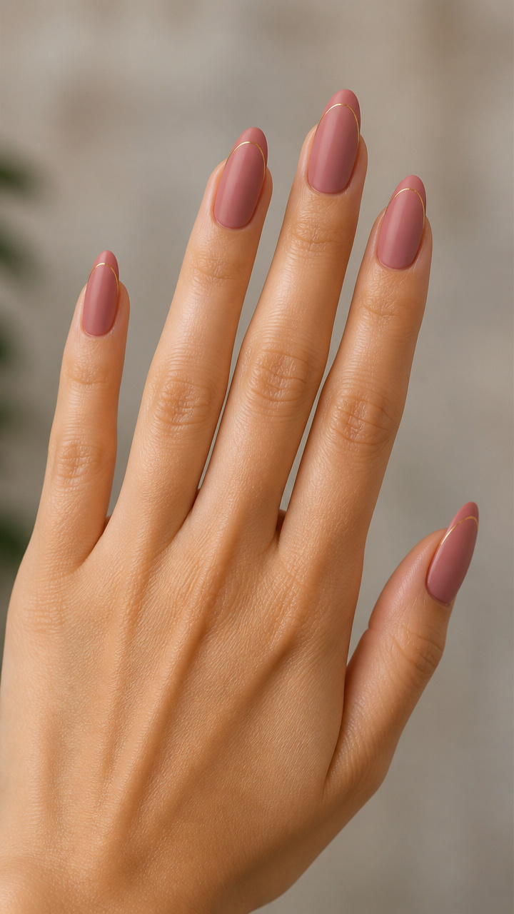 Dusty Rose with Minimalist Gold Line